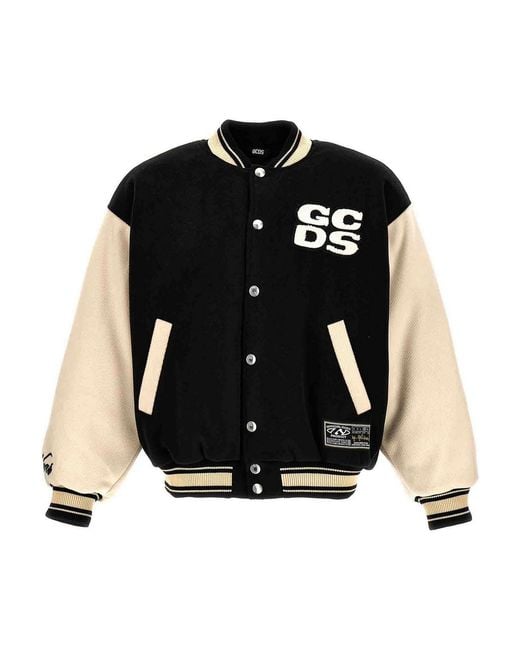 Gcds Black Two-Toned Long-Sleeved Bomber Jacket for men