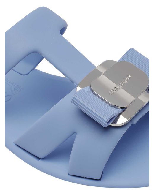 Ferragamo Blue New Vara Flat Sandals