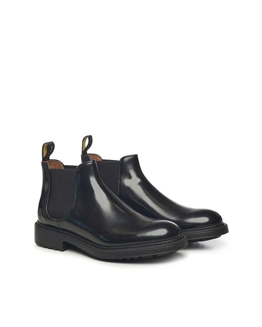Doucal's Black Leather Chelsea Boot for men