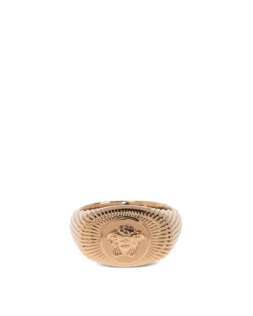 Versace Natural Tone Medusa Head Ring for men