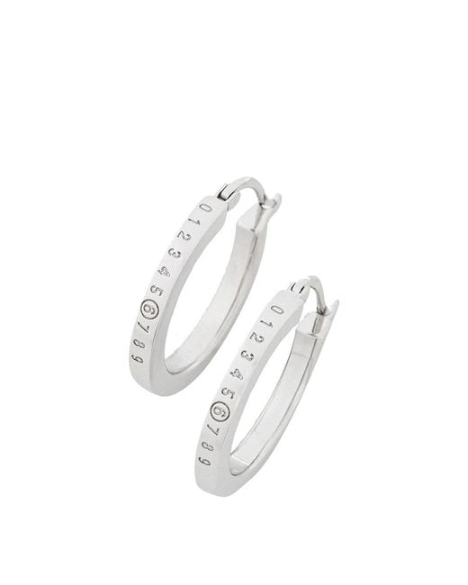 MM6 by Maison Margiela White Numeric Hoop Earrings