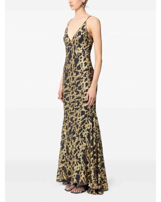 Nina Ricci Metallic Long Silk Dress