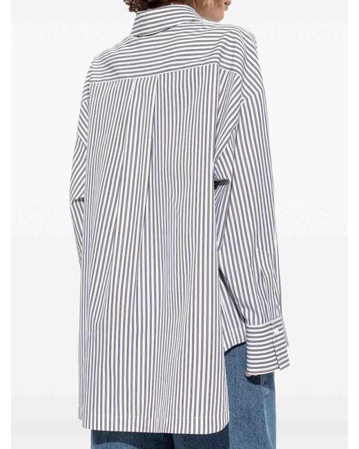 The Attico Gray Striped Cotton Shirt