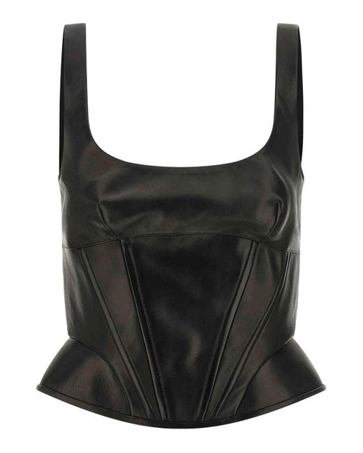 Ermanno Scervino Black Peplos Leather Top