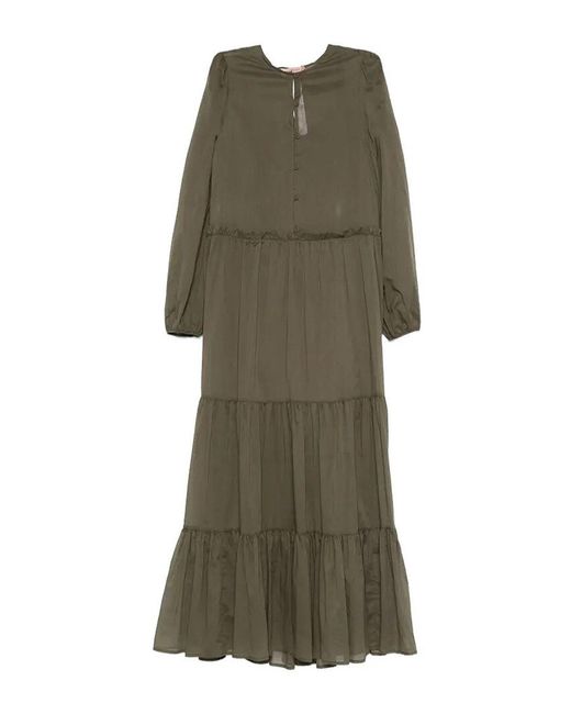 Twinset Green Long Dress And Petticoat