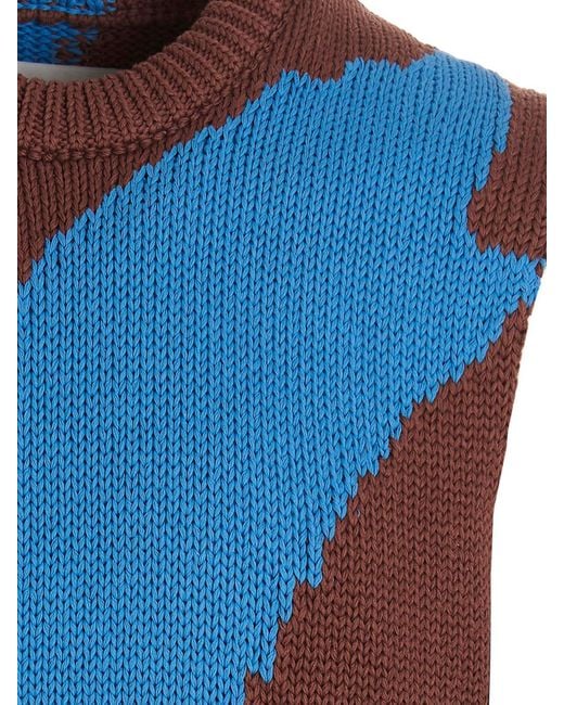 Jil Sander Blue Colorblock Vest for men