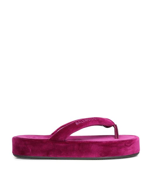 Balenciaga Purple Jet Lag Velvet Flip-Flops