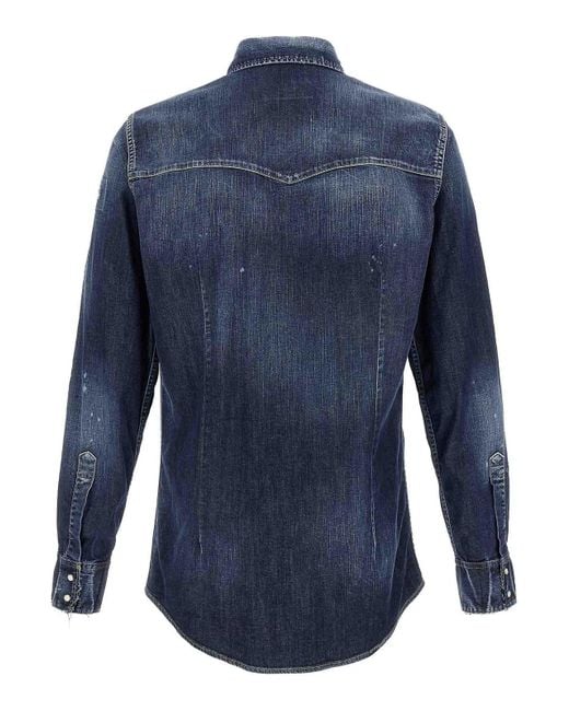 DSquared² Blue Fashion Western' Shirt for men