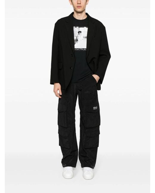 Golden Goose Deluxe Brand Black Cargo Trousers "Star" for men
