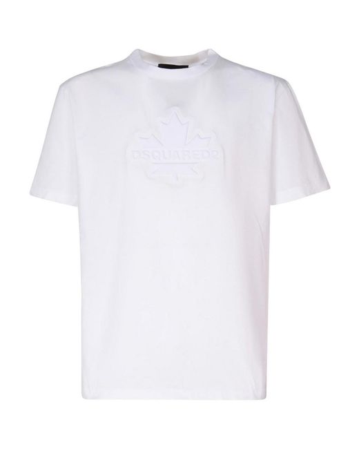 DSquared² White Leaf Skater Cotton T-shirt for men