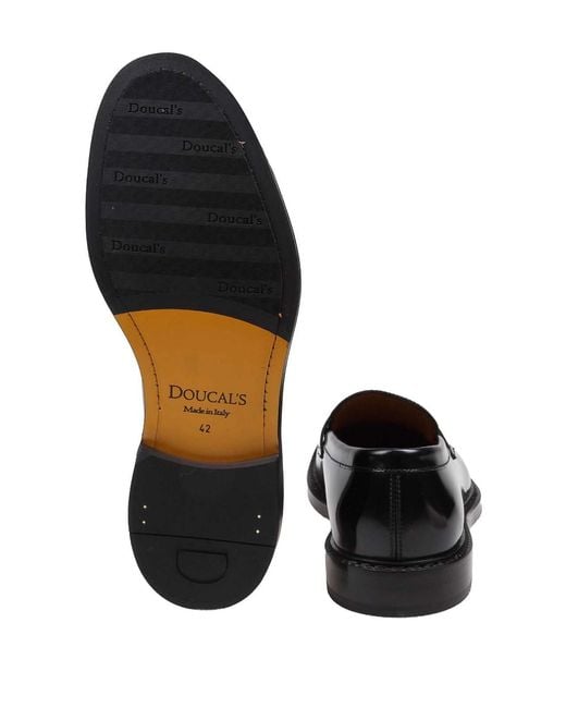 Doucal's Black Doucals Leather Moccasin for men