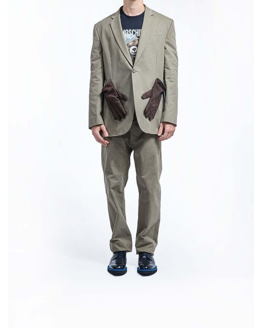 Moschino Gray Jacket Gloves for men