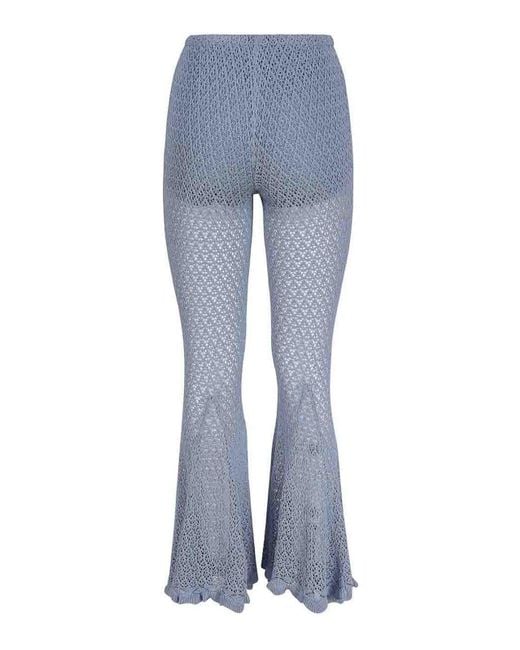 Blumarine Blue Crochet Flared Trousers