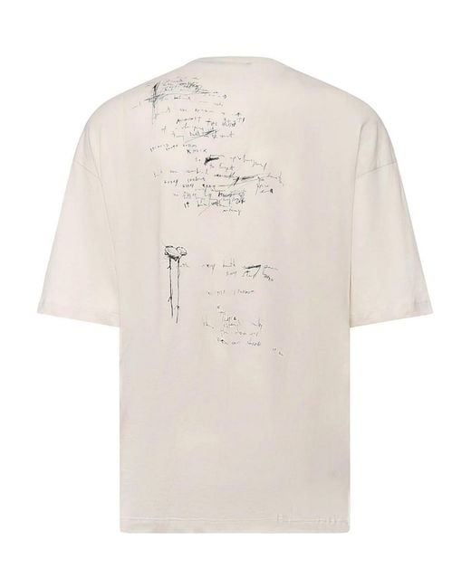 Ann Demeulemeester Natural Wild Wind Blows Cotton T-Shirt for men
