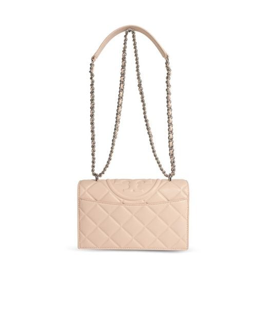 Tory Burch Natural Fleming Small Leather Crossbody Bag