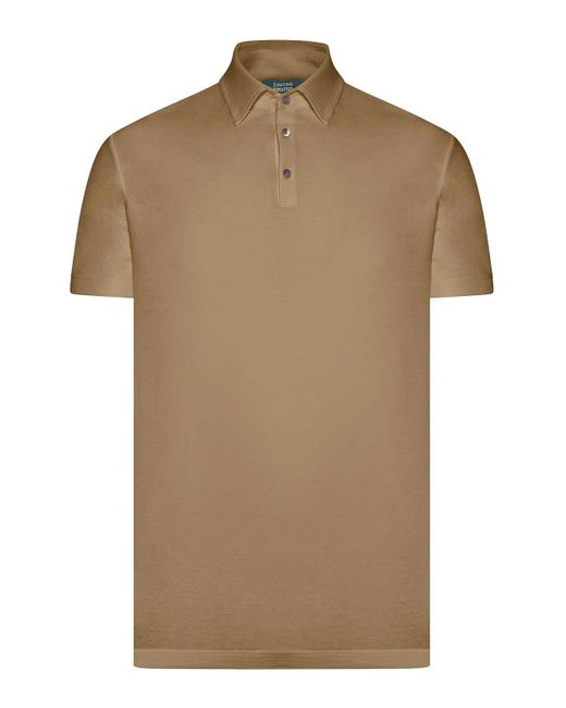Zanone Brown Short Sleeve Polo for men