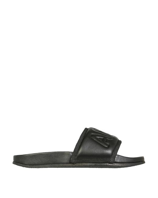 Ambush Black Leather Slide Sandals