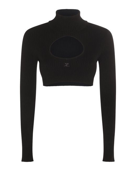 Courreges Black Viscose Cardigan