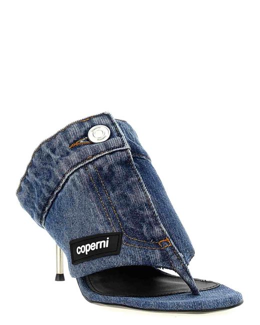 Coperni Blue Denim Open Thong Sandals