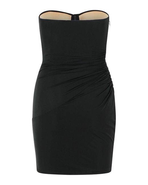 Blumarine Black Gathered Strapless Mini Bustier Dress