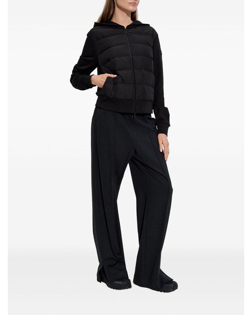 Moncler Black Padded Cotton Sweatshirt With Hood And Zip