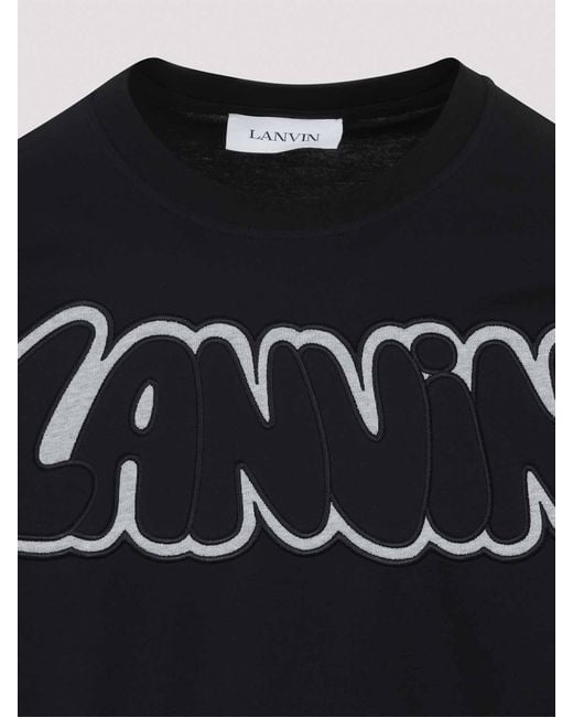 Lanvin Black Embroidered Logo T-Shirt for men