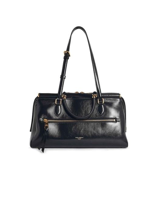 Dolce & Gabbana Black Vittoria Leather Handbag