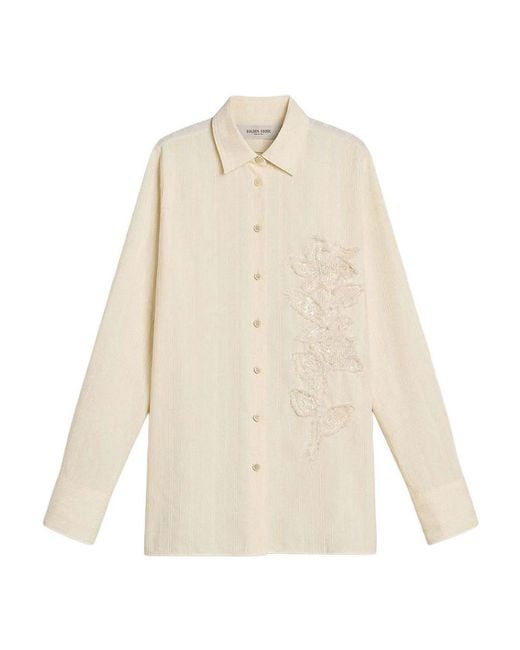 Golden Goose Deluxe Brand White Cotton Shirt With Sequins