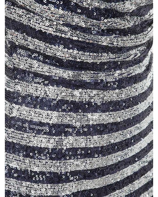 Balmain Gray Babydoll Cowl Neck Glitter Short Dress