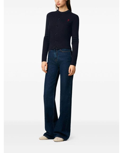 AMI Blue Ami De Coeur Wool Cardigan