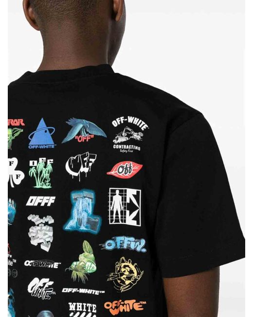 Off-White c/o Virgil Abloh Black Embroidered T-shirt for men