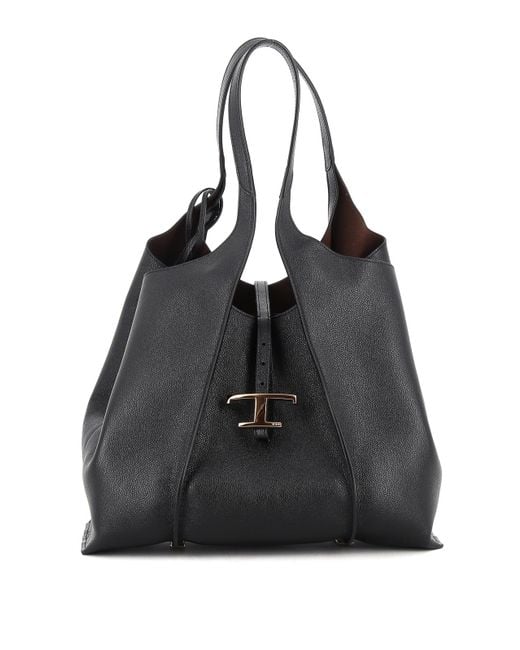 Tod's Black Hammered Leather Tote