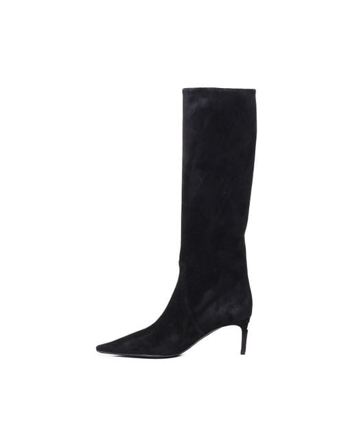 Dolce & Gabbana Black 70Mm Suede Knee-High Boots