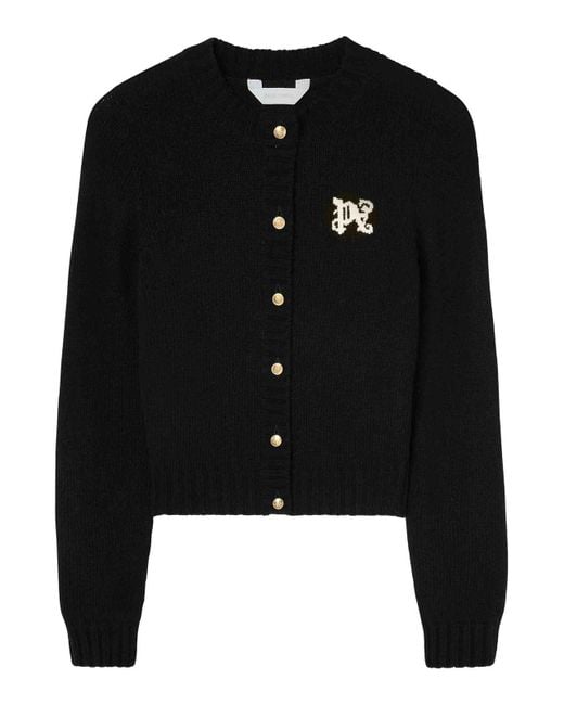 Palm Angels Black Pa Monogram-Inversia Cardigan