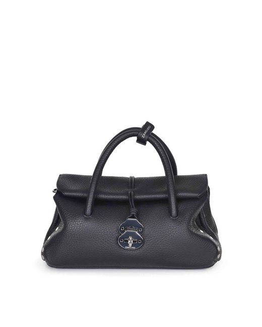 Zanellato Black Bag Made Of Hammered Leather