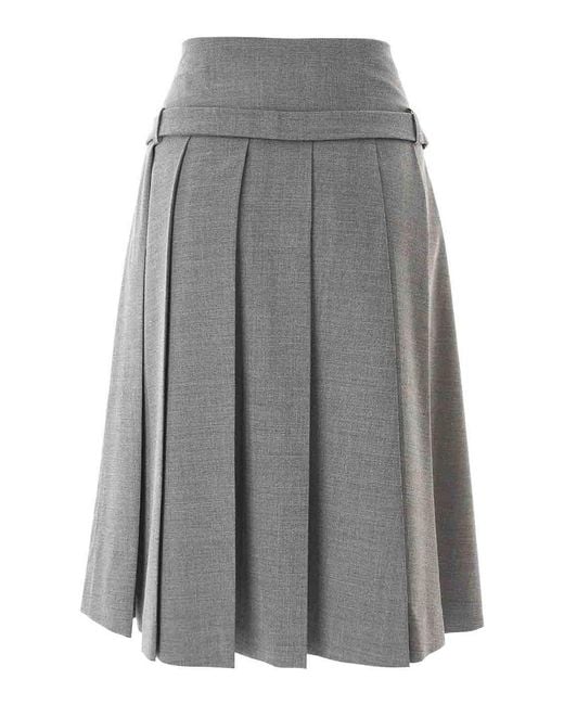 Vivetta Gray Light Wool Pleated Skirt