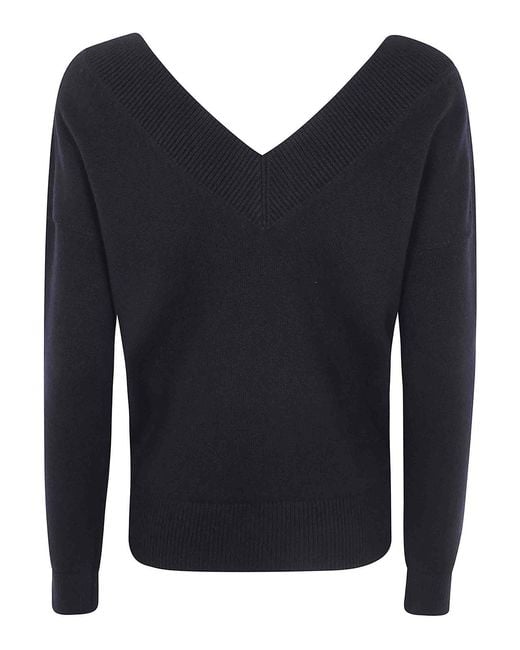 Tom Ford Blue Cashmere Fin 7 Off-Shoulders V Neck Sweater