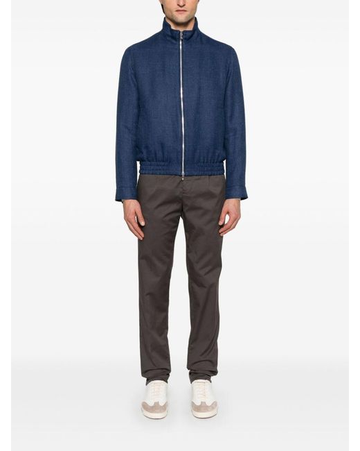Brunello Cucinelli Blue Bomber Jacket for men