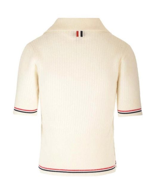 Thom Browne Natural Merino Wool Polo Shirt