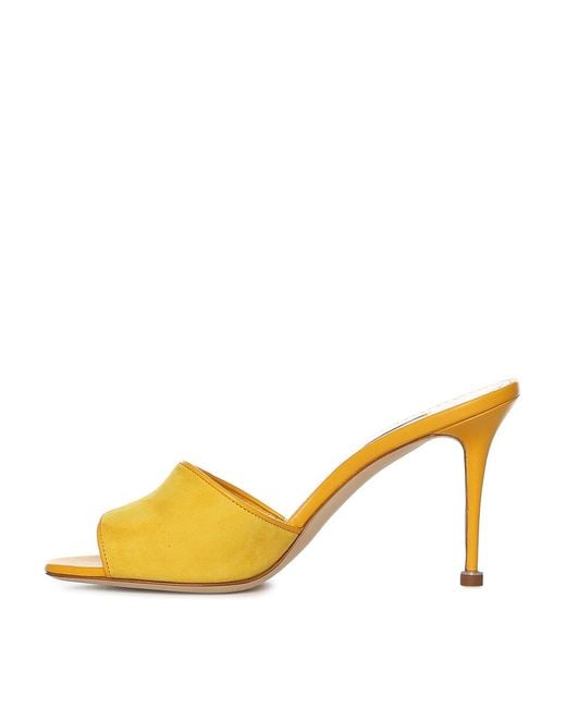 Manolo Blahnik Yellow Larache Suede Sandals