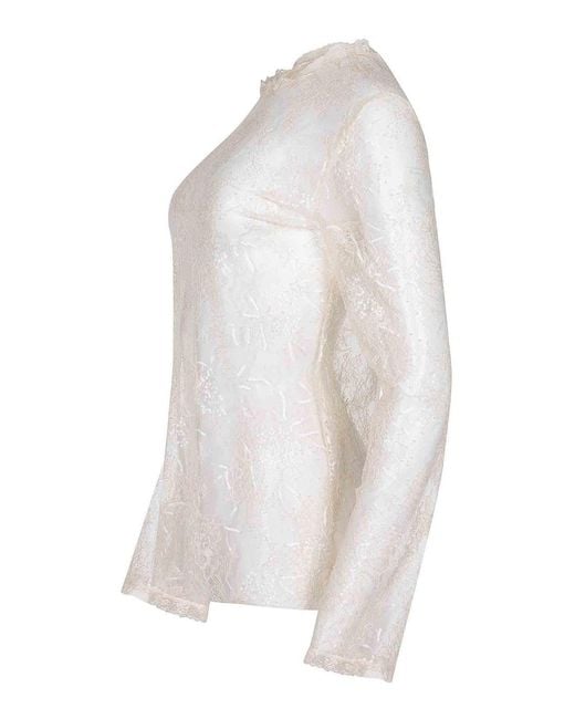 Alberta Ferretti White Shirt Made Of Lace