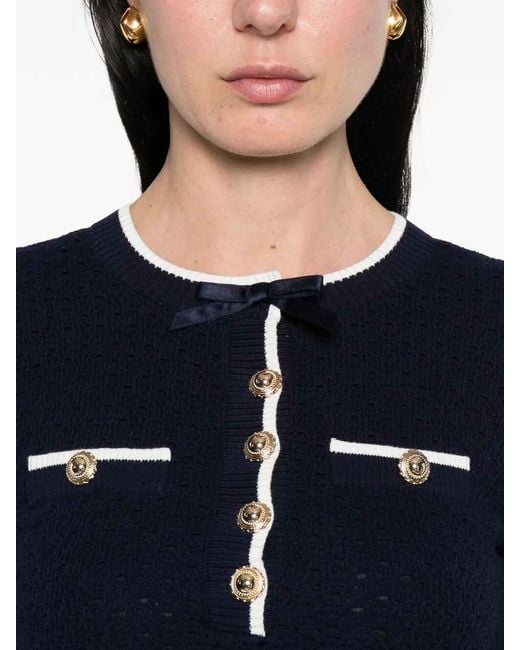 Self-Portrait Blue Bow Knit Mini Dress