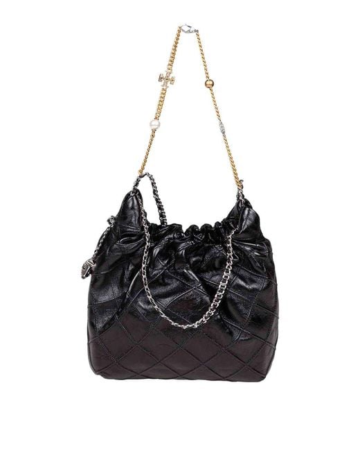 Tory Burch Black Fleming Mini Hobo Bag