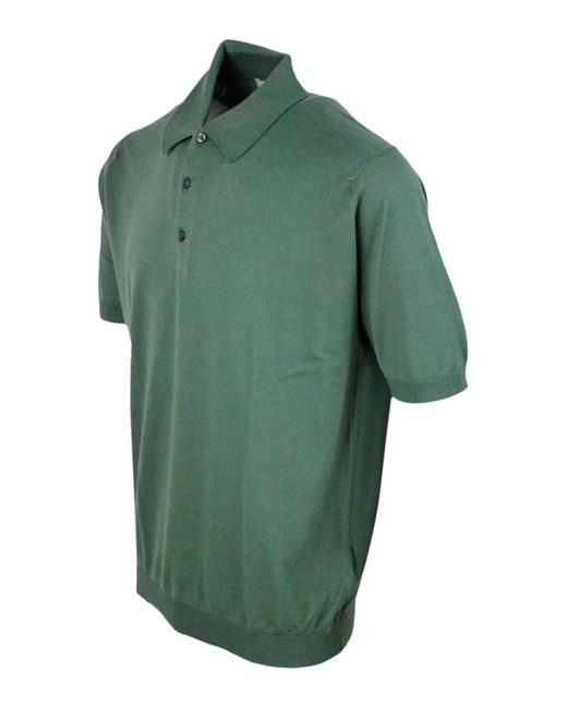John Smedley Green Cotton Polo for men
