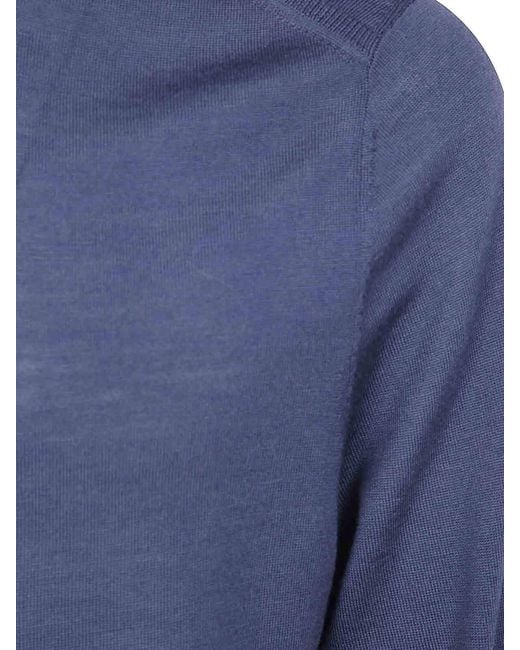 Paul Smith Blue Merino Wool Zip Neck Sweater for men