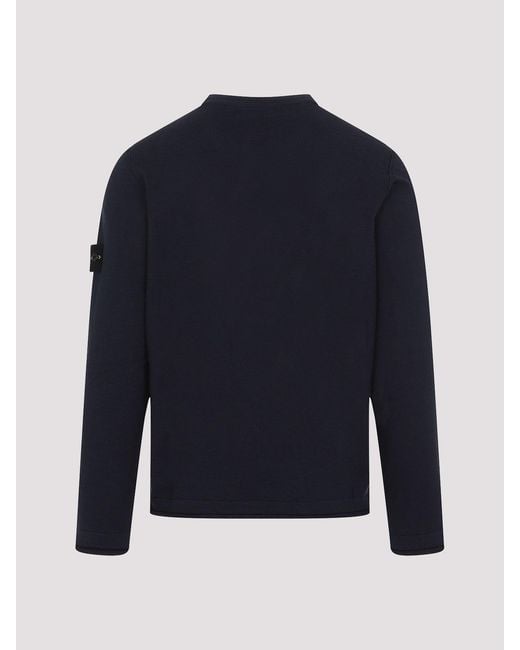 Stone Island Blue Crew Neck Pullover for men