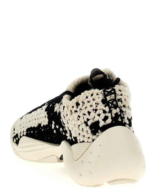 Lanvin Black Flash-X Crochet-Knit Lace-Up Sneakers
