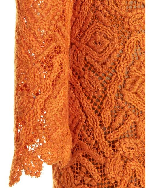Ermanno Scervino Orange Macramé Lace Dress