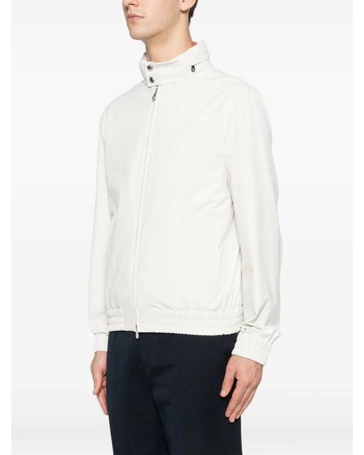 Brunello Cucinelli White Bomber Jacket for men