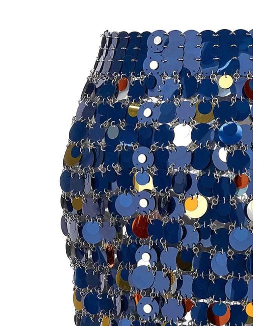 Rabanne Blue Sequin Midi Skirt